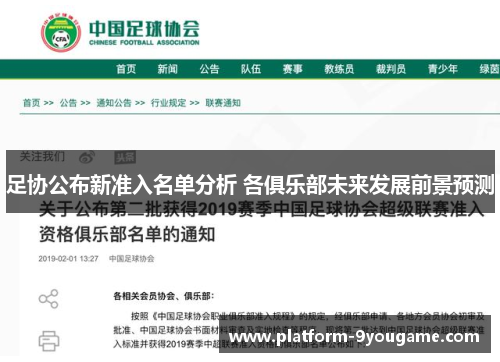 足协公布新准入名单分析 各俱乐部未来发展前景预测